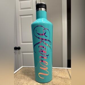 Corkcicle 25 oz Sport Canteen Insulated Teal Tumbler Personalized w/ Karen